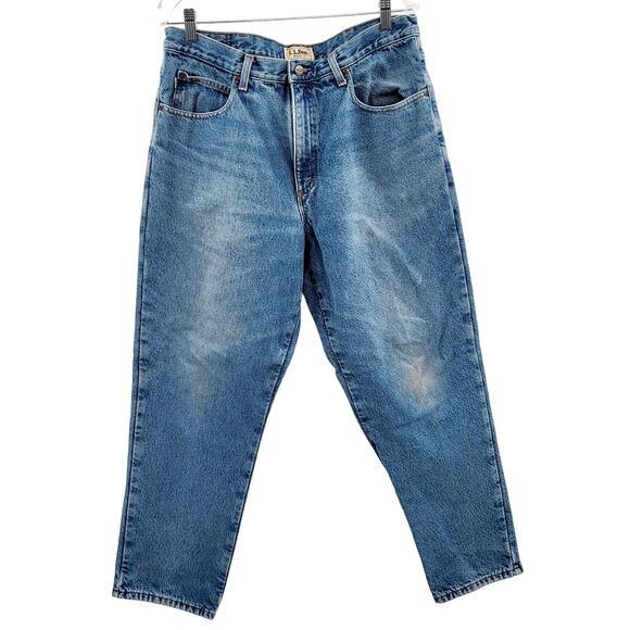 Vintage L.L. Bean Blue 5-Pocket Flannel Lined Med Wash Denim Jeans Men's 36 x 29 - Picture 1 of 8